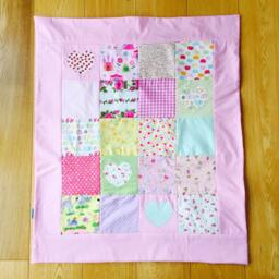 Girls Handmade Patchwork Baby Blanket - thumbnail 2