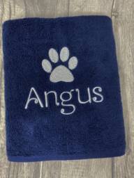 Personalised Puppy Dog Towel, Embroidered Hand Doggie Paw Custom Name, Long Fibres Print Gifts For Dogs Cats Pets - thumbnail 1