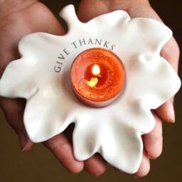 Leaf Candle Votive, Give Thanks, Fall Hostess Gift - thumbnail 3