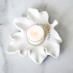 Leaf Candle Votive, Give Thanks, Fall Hostess Gift - thumbnail 2