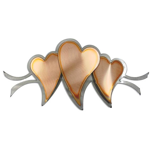 Family Of Hearts - 3 - Torch Cut Copper On Steel Wall Hanging - image 1