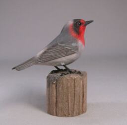 Red-Faced Warbler Hand Carved Wood Bird - thumbnail 1