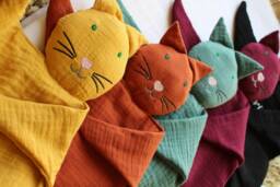 Lovey Cat Blanket, Baby Shower Gift, Cuddling Toy, Security Blanket Cat, Black Halloween - thumbnail 1