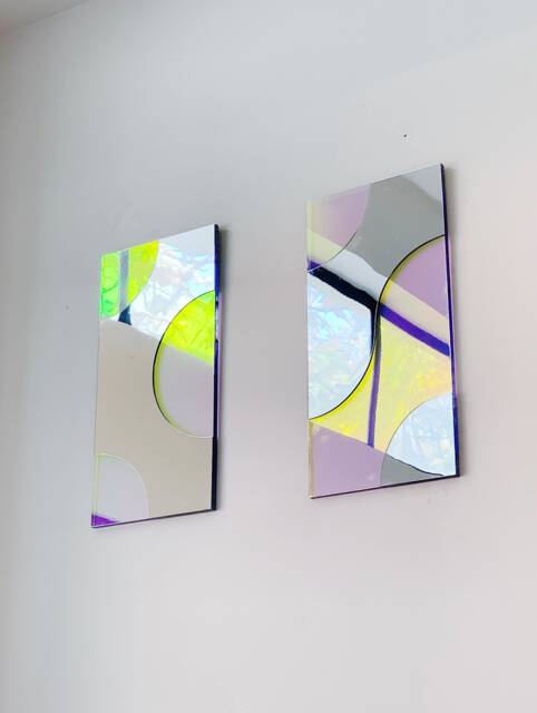 The Aqua Duo Reflector Mirrors - Set Of 2 Artistic Mirrors Funky Wall Art Acrylic Mirror Amorphic Retro Object D'art - image 1