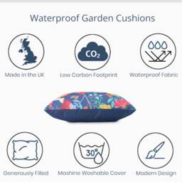 Water Resistant Garden Outdoor Cushion Pillow Midsummer Night Available in 2 Sizes & Padding Designed Printed Handmade UK By Celina Digby - thumbnail 3