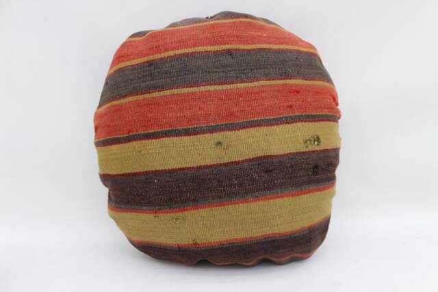 Red Striped Kilim Pillow Cover, Turkish Wool Cushion, 18x18 - image 1