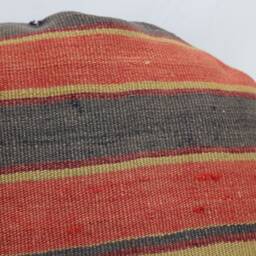 Red Striped Kilim Pillow Cover, Turkish Wool Cushion, 18x18 - thumbnail 2
