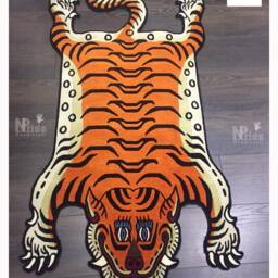 Tibetan Tiger Wool Rug Handknotted Animal Skin Nepal - Buddhist Meditation Carpet 3 Sizes - thumbnail 3