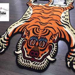 Tibetan Tiger Wool Rug Handknotted Animal Skin Nepal - Buddhist Meditation Carpet 3 Sizes - thumbnail 2