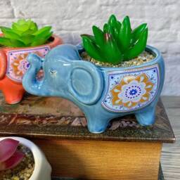 Ceramic Elephant Succulent Flower Plant Pots/Desktop Pot Indoor Office Home Decor Cute Animal Planters House Warming Gift - thumbnail 3
