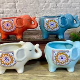 Ceramic Elephant Succulent Flower Plant Pots/Desktop Pot Indoor Office Home Decor Cute Animal Planters House Warming Gift - thumbnail 2