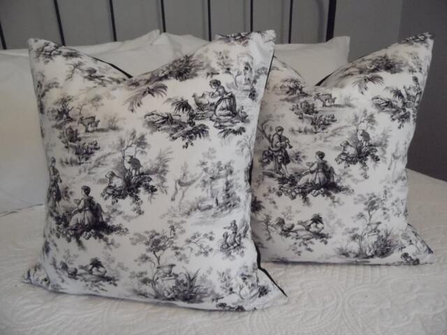 Black Toile Pillow Cover Cotton Home Decor Pillowcovers - image 1