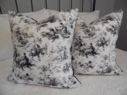 Black Toile Pillow Cover Cotton Home Decor Pillowcovers - thumbnail 1