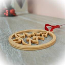 Wooden Christmas Tree Ornament - Scroll Saw Cut Decoration With Red Ribbon Handmade Holiday Decor - thumbnail 2