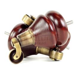 Set Of 2 Legs Solid Wood Furniture Feet With Antique Brass Castors 140mm High For Sofas Chairs Stools Cabinets & Beds M8 - thumbnail 4