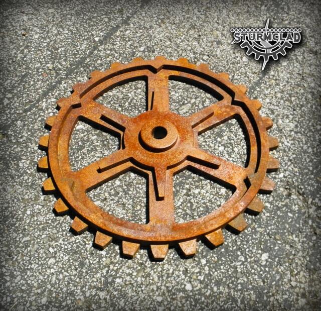 Large Wooden Gears, Faux Rusty Iron Gear 22 - image 1