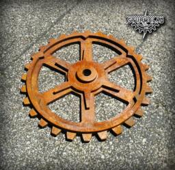 Large Wooden Gears, Faux Rusty Iron Gear 22 - thumbnail 1