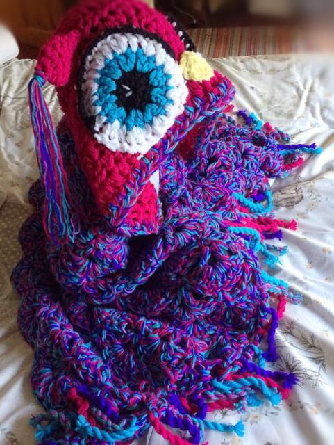 Hooded Crochet Owl Blanket, Chunky Cosy Throw, Handmade in UK - image 1