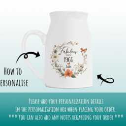 60Th Birthday Gift For Women - Fabulous Since 1966 Small Personalised Flower Pot Vase 60 Her Ladies Floral Design Mum Nan Bnl60 - thumbnail 2