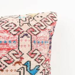Vintage Turkish Kilim Pillow Cover Handwoven Wool Throw - 16x16 - thumbnail 2