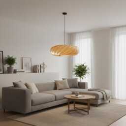 L06B, 80cm Handmade Birch Wood Veneer Pendant Lamp - Ceiling Hanging Chandelier Design - thumbnail 4
