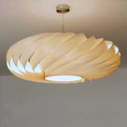 L06B, 80cm Handmade Wood Pendant Lamp, Birch Veneer - Ceiling Design Hanging Chandelier Light - thumbnail 2