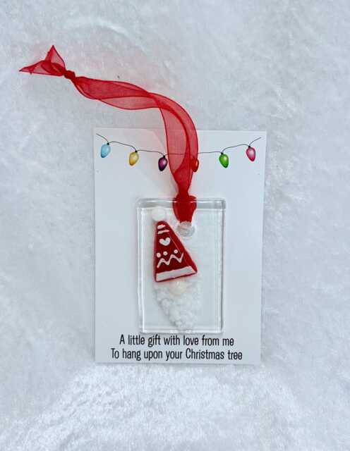 Gnome Gonk Fused Glass Christmas Tree Decoration Ornament - image 1