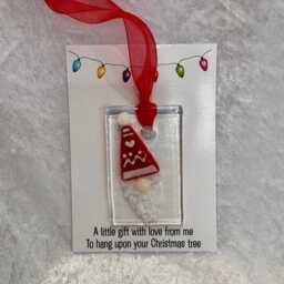 Gnome Gonk Fused Glass Christmas Tree Decoration Ornament - thumbnail 4