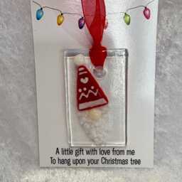 Gnome Gonk Fused Glass Christmas Tree Decoration Ornament - thumbnail 3