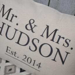 Personalized 2nd Anniversary Cotton Gift, Mr. & Mrs. Housewarming, Wedding Decorative Pillow, Mother's Day, Housewarming Gift # - thumbnail 2