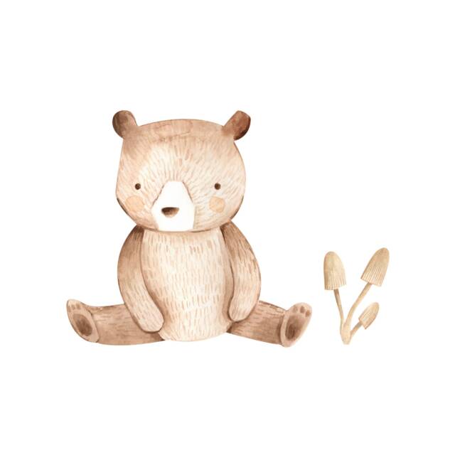 Bear - Little Woodland Friends Fabric Wall Stickers Removable & Reusable - image 1