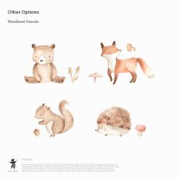 Bear - Little Woodland Friends Fabric Wall Stickers Removable & Reusable - thumbnail 3