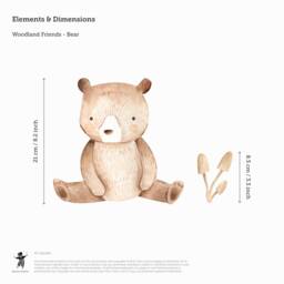 Bear - Little Woodland Friends Fabric Wall Stickers Removable & Reusable - thumbnail 2