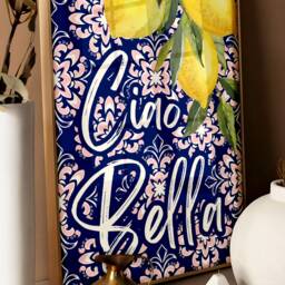 Ciao Bella Quote Print - Mediterranean Collection, Italian Phrase, Tiles, Lemon Tree, Citrus Poster, Italy Summer, Travel - thumbnail 2