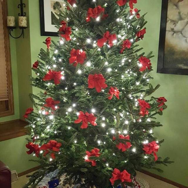 Small Red Satin Christmas Tree Bows, Decorations, Bow Ornaments
