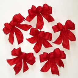 Small Red Satin Christmas Tree Bows, Decorations, Bow Ornaments - thumbnail 2