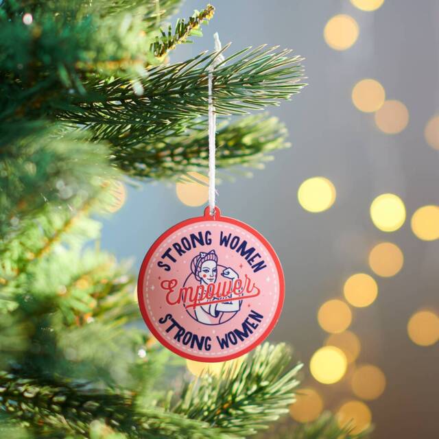 Empowering Women Christmas Bauble - Gloss Hardboard Ornament - image 1