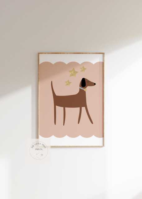 Dachshund Dog Wall Print For Home, Childrens Nursery Or Bedroom - image 1