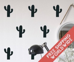 Cactus Black Cacti Wall Decals Decor Stickers Nursery Baby Girl Circle Pattern Modern & Scandinavian - thumbnail 1