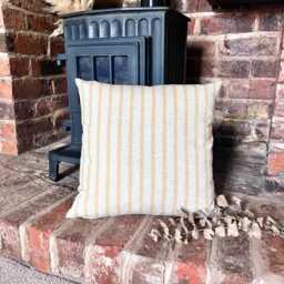 1600. Handmade Ochre Stripe Linen Blend Cushion Cover, Various Sizes - thumbnail 1