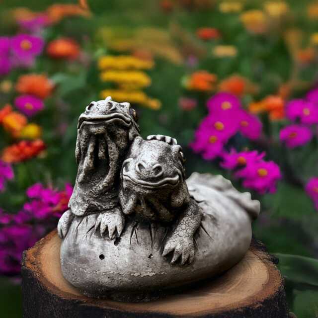 Garden Lizard Sculpture Outdoor Dragon Figurine Cement Baby Ornament Front Door Decoration Handmade Art Lizard Lover Gfit - image 1