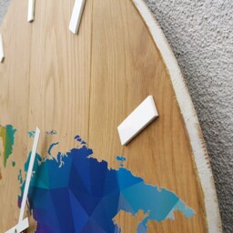 Large Wall Clock - Wood With Colorful World Map, Unique Wall 23 - thumbnail 3