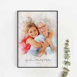 Custom Print For Grandma & Grandad, Grandparents Christmas Gifts, Personalised Watercolour Portrait, Painting From Photo, Nanny X-Mas Gift - thumbnail 1