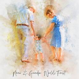 Custom Print For Grandma & Grandad, Grandparents Christmas Gifts, Personalised Watercolour Portrait, Painting From Photo, Nanny X-Mas Gift - thumbnail 3