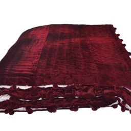 Velvet Comforter, Quilt, Deep Red Pick Stitch Custom King Queen Quilt With Pom Poms Bedding - thumbnail 2