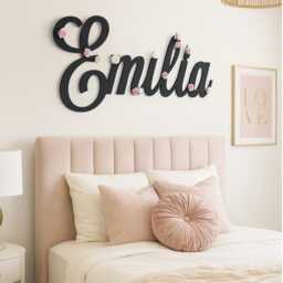 Large Wooden Name Sign With Flowers, Nursery Wall Decor, Baby Shower Decor - thumbnail 3