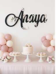 Large Wooden Name Sign With Flowers, Nursery Wall Decor, Baby Shower Decor - thumbnail 1