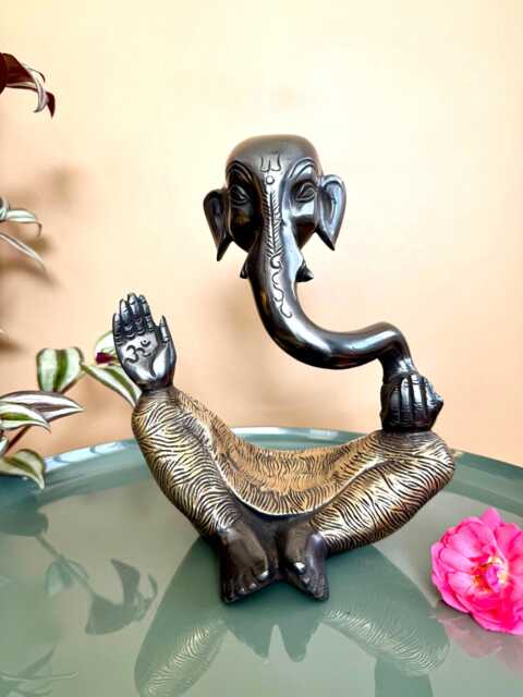 Brass Ganesha Statue 20cm, Modern Idol For Home Decor, Unique Statue, Modern Vinayaka Good Luck, Ganesha Indian Gift - image 1