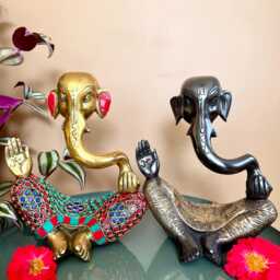 Brass Ganesha Statue 20cm, Modern Idol For Home Decor, Unique Statue, Modern Vinayaka Good Luck, Ganesha Indian Gift - thumbnail 4