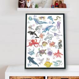 Sea Animals Alphabet Print, A-Z Sea Creatures, Nursery Art, Kids Posters, Baby Wall Art, Poster, Alphabet Print, Life - thumbnail 2